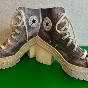 Converse Silver White Platform Sneakers NWOT